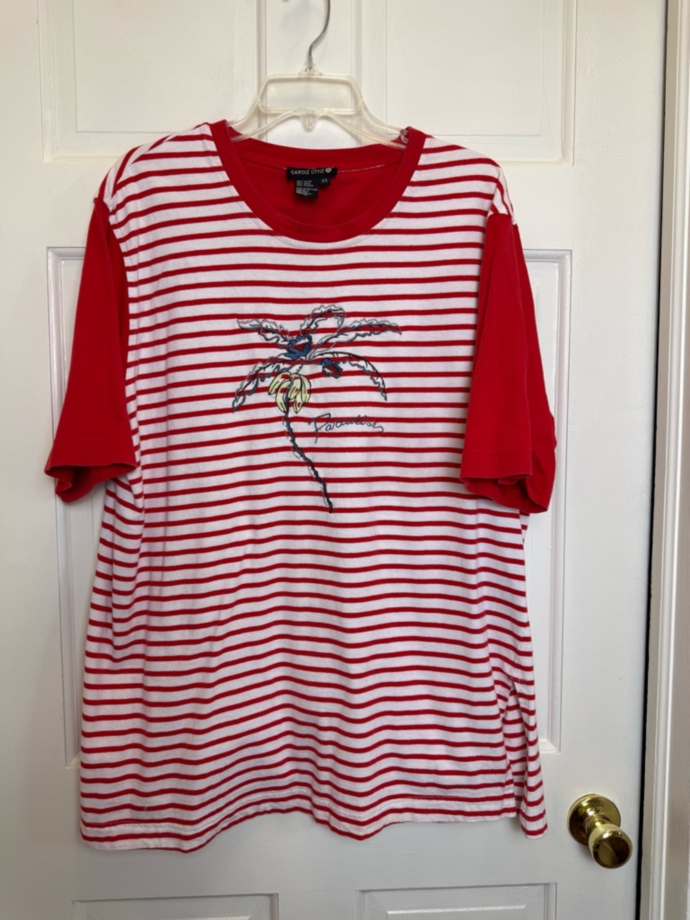 Carole Little Bright Red Cotton Tee Size 2X